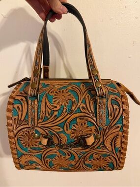 Western Linen Brown and Turquoise Mini Speedy